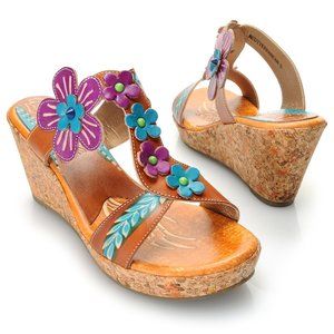 Corkys Elite Mediterranean Leather Wedge Sandals NEW IN BOX